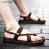 CARANFIER Latest New Summer Beach Shoes Men Casual Sandals Gladiator Roman Sandalias Male Shoes Adult Slip-on Flat Flip Flops