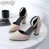 Korean version wild thick with pointed single shoes fashion comfortable high heels trend sexy high heels wedding shoes mujer
