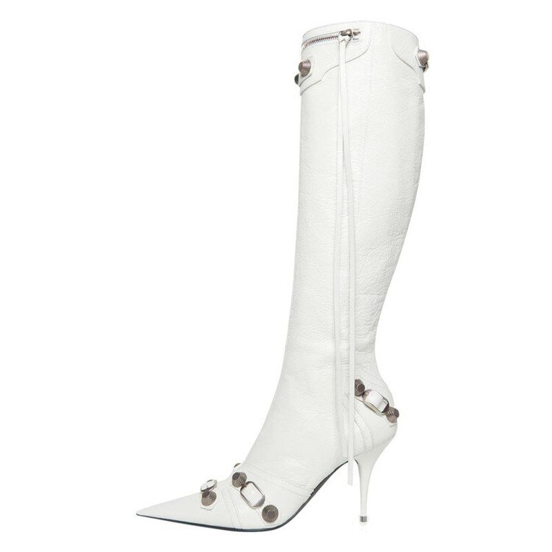 New-Fashion-Luxury-Pointed-Toe-Stiletto-Women-s-Shoes-Retro-Metal-Buckle-Zipper-Knee-High-Boots-5