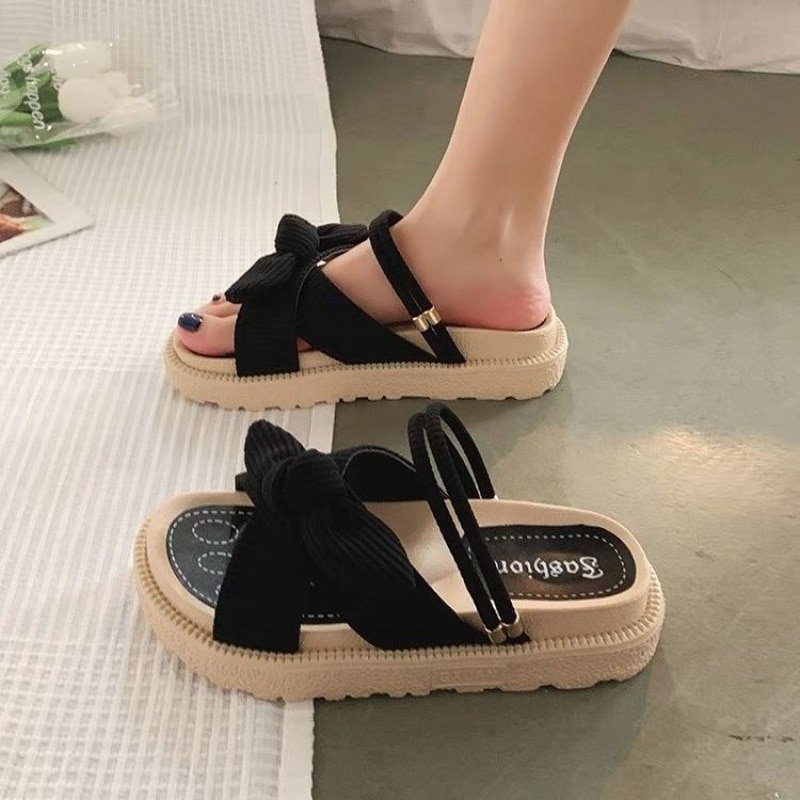 New-Style-Fairy-Style-Lady-Summer-Slippers-Thick-Platform-Flat-Sandals-with-Butterfly-Knot-Summer-Flip-1