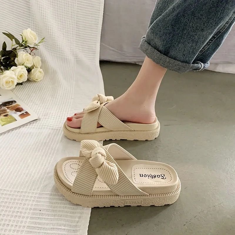 New-Style-Fairy-Style-Lady-Summer-Slippers-Thick-Platform-Flat-Sandals-with-Butterfly-Knot-Summer-Flip-3