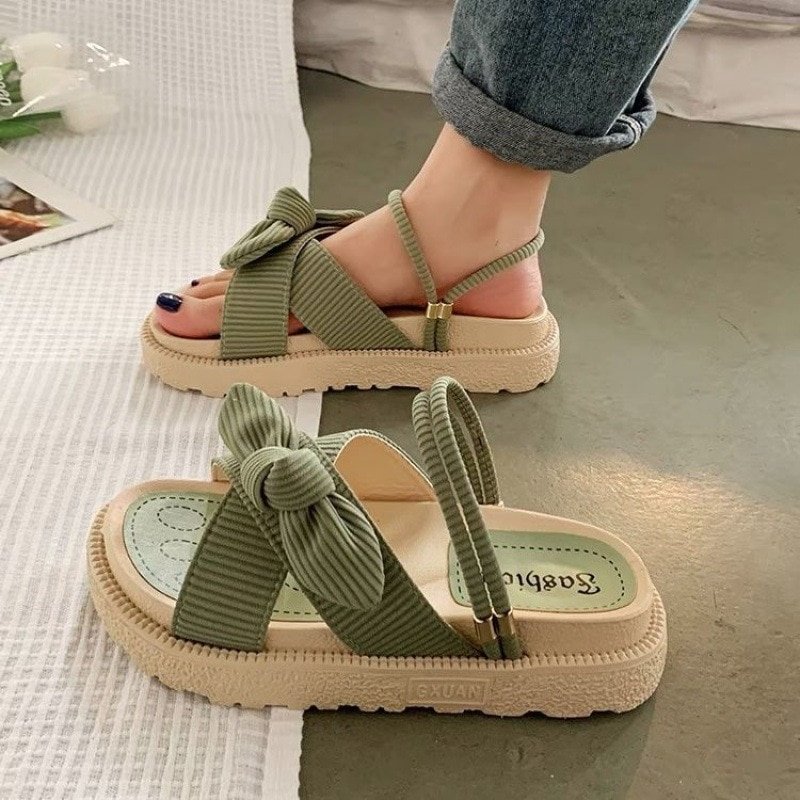 New-Style-Fairy-Style-Lady-Summer-Slippers-Thick-Platform-Flat-Sandals-with-Butterfly-Knot-Summer-Flip