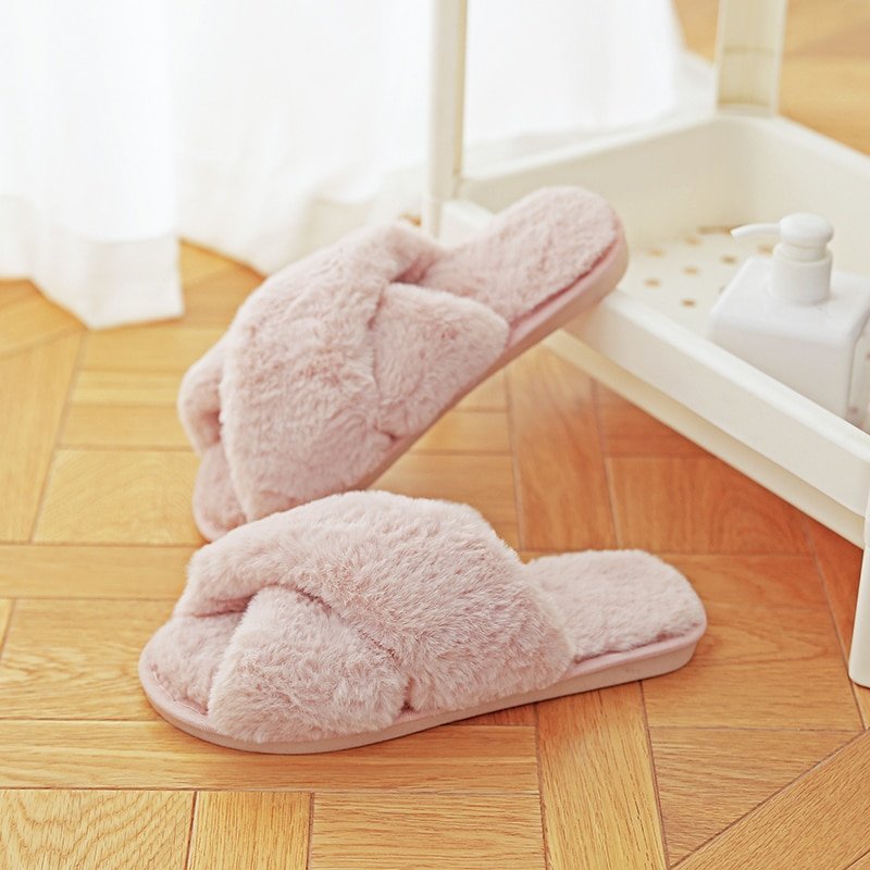 Warm-Fluffy-Slippers-Women-Cozy-Faux-Fur-Cross-Indoor-Floor-Slides-Flat-Soft-Furry-Shoes-Ladies-4