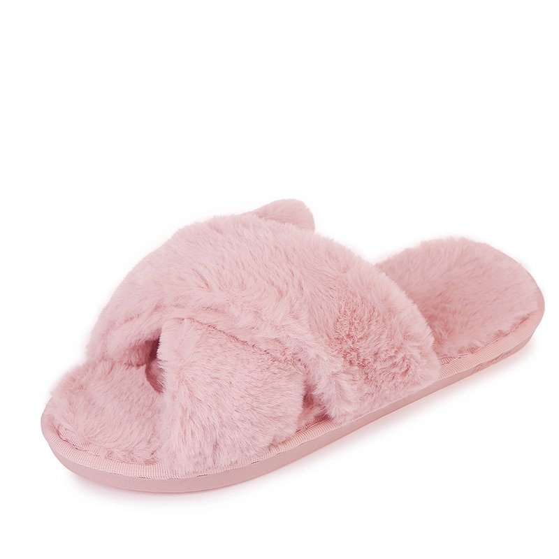 Warm-Fluffy-Slippers-Women-Cozy-Faux-Fur-Cross-Indoor-Floor-Slides-Flat-Soft-Furry-Shoes-Ladies-5
